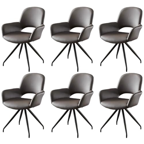 ZTGL 1/2/4/6er Set Esszimmerstuhl Drehbar mit Armlehne, Drehbar 180°, Kunstleder Gepolstert Küchenstuhl, Metallbeine, Moderner Essstuhl, für Esszimmer Wohnzimmer Schlafzimmer Gray, 6Pcs von ZTGL