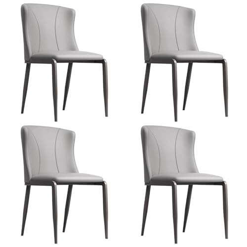 ZTGL 1er/2er/4er/6er Set Esszimmerstühle Kunstleder, Küchenstühle Wohnzimmerstuhl Empfangstühle mit Rückenlehne Metallbeine, Ergonomischer Polsterstuhl für Esszimmer Wohnzimmer Light Grey, 4Pcs von ZTGL