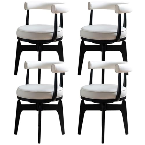 ZTGL 360° Drehbare Esszimmerstühle, Küchenstuhl Polsterstuhl Besucherstuhl Wohnzimmerstuhl mit Rückenlehne, Holzbeine, Komfortabler Loungesessel Schreibtischstuhl Schminkstuhl Beige, 4Pcs von ZTGL