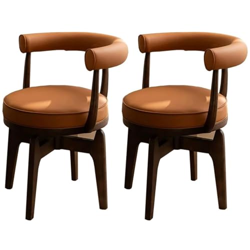 ZTGL 360° Drehbare Esszimmerstühle, Küchenstuhl Polsterstuhl Besucherstuhl Wohnzimmerstuhl mit Rückenlehne, Holzbeine, Komfortabler Loungesessel Schreibtischstuhl Schminkstuhl Brown A, 2Pcs von ZTGL