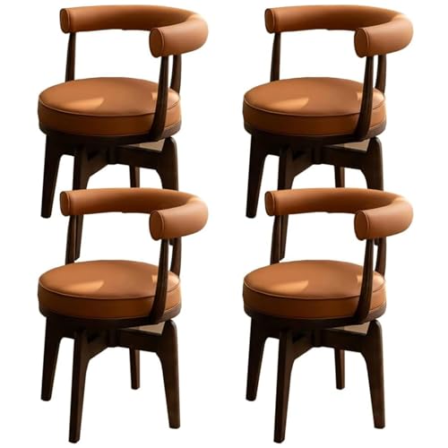 ZTGL 360° Drehbare Esszimmerstühle, Küchenstuhl Polsterstuhl Besucherstuhl Wohnzimmerstuhl mit Rückenlehne, Holzbeine, Komfortabler Loungesessel Schreibtischstuhl Schminkstuhl Brown A, 4Pcs von ZTGL