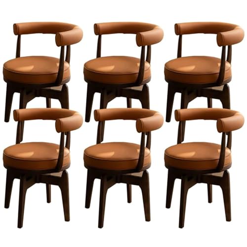 ZTGL 360° Drehbare Esszimmerstühle, Küchenstuhl Polsterstuhl Besucherstuhl Wohnzimmerstuhl mit Rückenlehne, Holzbeine, Komfortabler Loungesessel Schreibtischstuhl Schminkstuhl Brown A, 6Pcs von ZTGL