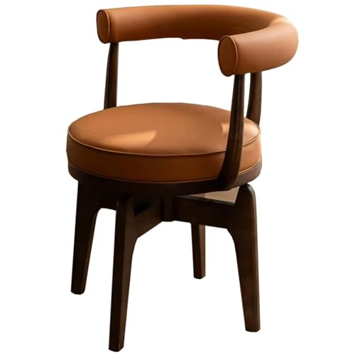 ZTGL 360° Drehbare Esszimmerstühle, Küchenstuhl Polsterstuhl Besucherstuhl Wohnzimmerstuhl mit Rückenlehne, Holzbeine, Komfortabler Loungesessel Schreibtischstuhl Schminkstuhl Brown A,1Pcs von ZTGL