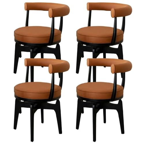 ZTGL 360° Drehbare Esszimmerstühle, Küchenstuhl Polsterstuhl Besucherstuhl Wohnzimmerstuhl mit Rückenlehne, Holzbeine, Komfortabler Loungesessel Schreibtischstuhl Schminkstuhl Brown B, 4Pcs von ZTGL
