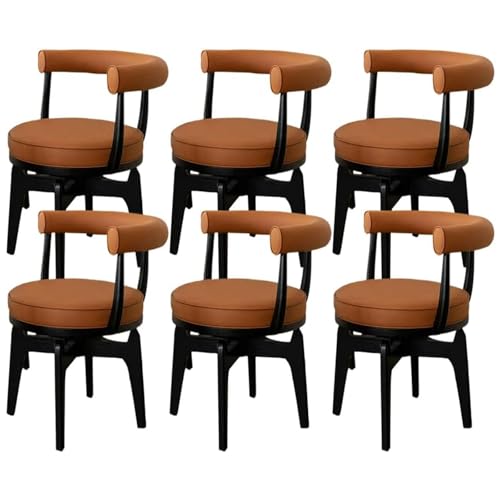 ZTGL 360° Drehbare Esszimmerstühle, Küchenstuhl Polsterstuhl Besucherstuhl Wohnzimmerstuhl mit Rückenlehne, Holzbeine, Komfortabler Loungesessel Schreibtischstuhl Schminkstuhl Brown B, 6Pcs von ZTGL