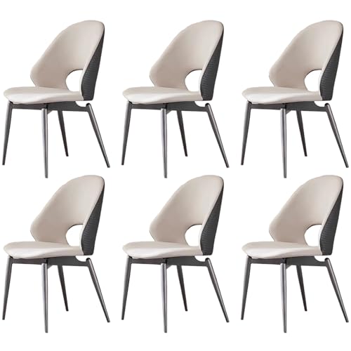 ZTGL 360° Drehbare Esszimmerstühle mit Rückenlehne, Kunstleder Drehstuhl Küchenstuhl mit Metallbeine, Ergonomischer Stuhl, Polsterstuhl Lehnstuhl, für Esszimmer Wohnzimmer Küche Beige, 6Pcs von ZTGL