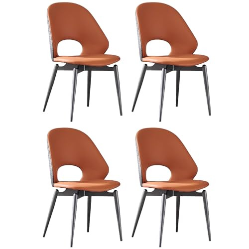 ZTGL 360° Drehbare Esszimmerstühle mit Rückenlehne, Kunstleder Drehstuhl Küchenstuhl mit Metallbeine, Ergonomischer Stuhl, Polsterstuhl Lehnstuhl, für Esszimmer Wohnzimmer Küche Orange, 4Pcs von ZTGL