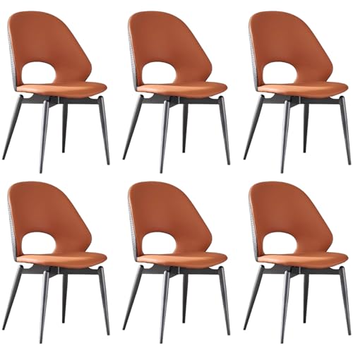ZTGL 360° Drehbare Esszimmerstühle mit Rückenlehne, Kunstleder Drehstuhl Küchenstuhl mit Metallbeine, Ergonomischer Stuhl, Polsterstuhl Lehnstuhl, für Esszimmer Wohnzimmer Küche Orange, 6Pcs von ZTGL