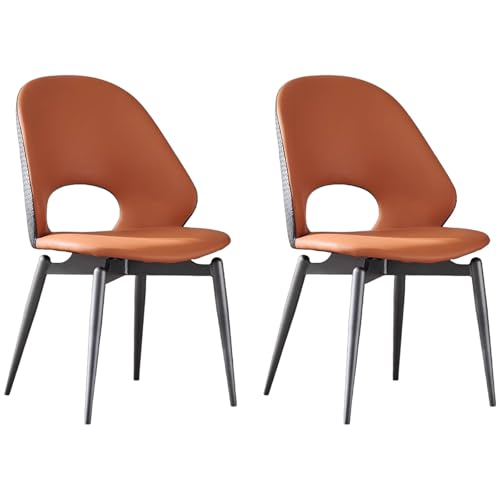 ZTGL 360° Drehbare Esszimmerstühle mit Rückenlehne, Kunstleder Drehstuhl Küchenstuhl mit Metallbeine, Ergonomischer Stuhl, Polsterstuhl Lehnstuhl, für Esszimmer Wohnzimmer Küche Orange,2Pcs von ZTGL