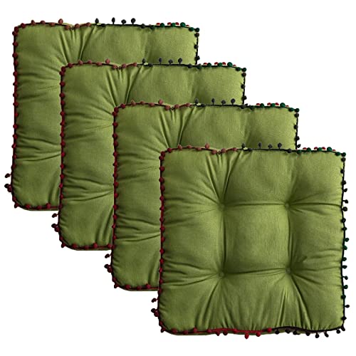 ZTGL 4er Set Sitzkissen 40x40, Sitzkissen Stuhl Bunt, Stuhlkissen Landhausstil, Eckig Dicke Polsterung Sitzpolster, Zierkissen Stuhlauflage füR Gartenstuhl Indoor Outdoor,Grün von ZTGL