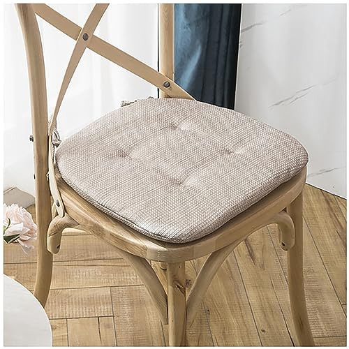 ZTGL Atmungsaktives Leinen -Sitzkissen mit Haltebändern, Stuhlkissen Für Esszimmer/Küche/Terrasse/Stuhl, Indoor u. Outdoor Stuhlauflage als Stuhl Kissen,Beige,43x45cm(6 Pcs) von ZTGL