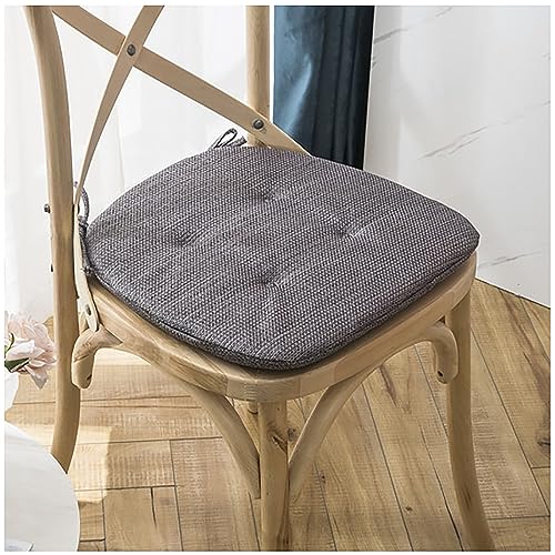 ZTGL Atmungsaktives Leinen -Sitzkissen mit Haltebändern, Stuhlkissen Für Esszimmer/Küche/Terrasse/Stuhl, Indoor u. Outdoor Stuhlauflage als Stuhl Kissen,Dark Gray,43x45cm(1 Pcs) von ZTGL