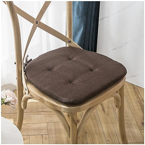 ZTGL Atmungsaktives Leinen -Sitzkissen mit Haltebändern, Stuhlkissen Für Esszimmer/Küche/Terrasse/Stuhl, Indoor u. Outdoor Stuhlauflage als Stuhl Kissen,Kaffee,43x45cm(6 Pcs) von ZTGL