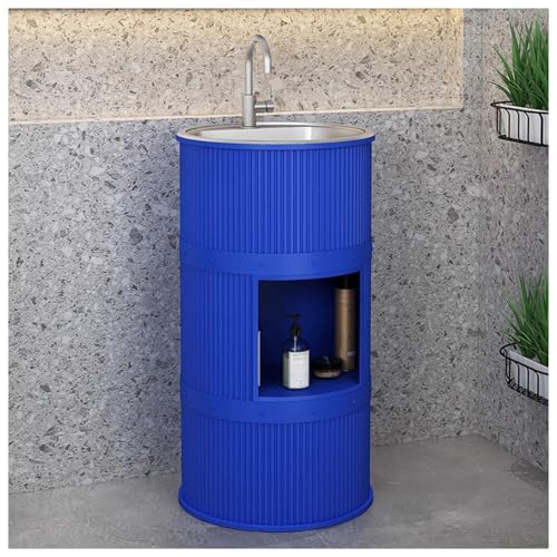 ZTGL Badezimmer Waschtische, Bodenstehender Waschtisch Badezimmermöbel Set mit Waschbecken, Modern Industrial Waschplatz Toilette Waschbeckenunterschrank mit Edelstahlspüle C, with Storage von ZTGL