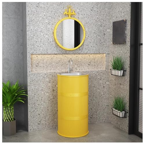 ZTGL Badezimmer Waschtische, Bodenstehender Waschtisch Badezimmermöbel Set mit Waschbecken, Modern Industrial Waschplatz Toilette Waschbeckenunterschrank mit Edelstahlspüle D1,Without Storage von ZTGL