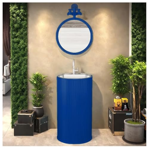 ZTGL Badezimmermöbel Set Waschtischunterschrank 45x45x85cm, Industriestil Waschbecken Waschtisch Standwaschbecken, Badezimmer Aufsatzwaschbecken für kleine Gäste WC Waschplatz E, with Mirror von ZTGL