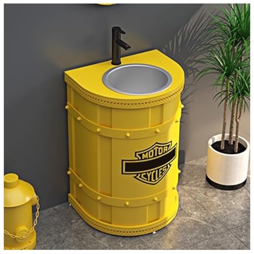 ZTGL Badezimmermöbel Waschbeckenunterschrank, Industriestil Waschbecken Waschtisch Badmöbel-Set, Standwaschtisch Waschplatz Aufsatzwaschbecken für das Badezimmer und Gäste-WC C, Without Mirror von ZTGL