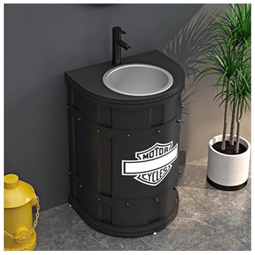 ZTGL Badezimmermöbel Waschbeckenunterschrank, Industriestil Waschbecken Waschtisch Badmöbel-Set, Standwaschtisch Waschplatz Aufsatzwaschbecken für das Badezimmer und Gäste-WC D, Without Mirror von ZTGL