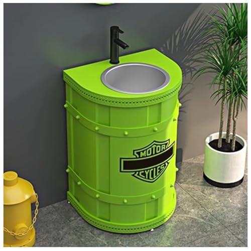 ZTGL Badezimmermöbel Waschbeckenunterschrank, Industriestil Waschbecken Waschtisch Badmöbel-Set, Standwaschtisch Waschplatz Aufsatzwaschbecken für das Badezimmer und Gäste-WC G, Without Mirror von ZTGL