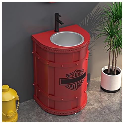 ZTGL Badmöbel Set, Standsäule Waschtisch Waschschale Waschbeckenunterschrank, Industriestil Freistehend Badezimmer Waschbecken, Gäste WC Waschplatz Waschtischunterschrank C,Without Mirror von ZTGL