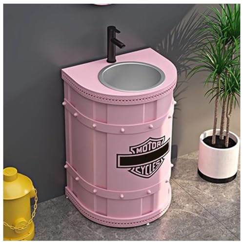 ZTGL Badmöbel Set, Standsäule Waschtisch Waschschale Waschbeckenunterschrank, Industriestil Freistehend Badezimmer Waschbecken, Gäste WC Waschplatz Waschtischunterschrank F,Without Mirror von ZTGL