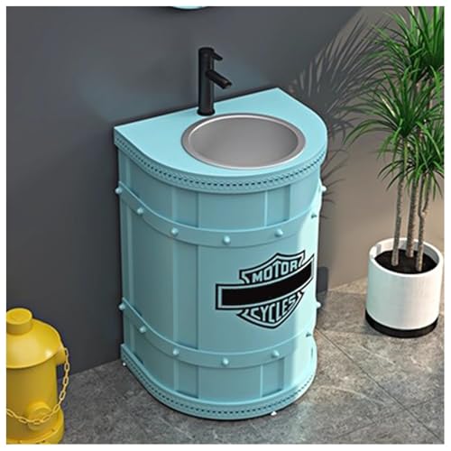 ZTGL Badmöbel Set, Standsäule Waschtisch Waschschale Waschbeckenunterschrank, Industriestil Freistehend Badezimmer Waschbecken, Gäste WC Waschplatz Waschtischunterschrank G,Without Mirror von ZTGL