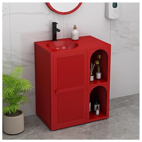 ZTGL Badmöbel Set, Waschbeckenschrank Badezimmer Waschtisch mit Unterschrank, Badezimmerschrank aus Schmiedeeisen, Industrielle Waschbeckenunterschrank Waschplatz mit Waschtisch C, Without Mirror von ZTGL