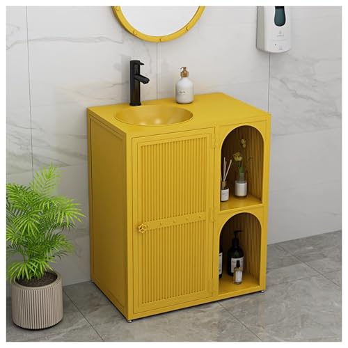 ZTGL Badmöbel Set, Waschbeckenschrank Badezimmer Waschtisch mit Unterschrank, Badezimmerschrank aus Schmiedeeisen, Industrielle Waschbeckenunterschrank Waschplatz mit Waschtisch D, Without Mirror von ZTGL