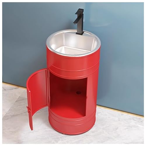 ZTGL Badmöbel Set mit Waschbecken Badezimmermöbel Gäste WC Waschbecken Waschplatz Waschbeckenunterschrank Waschtisch Runde Badschrank Standschrank Waschtischunterschrank C, with Door von ZTGL