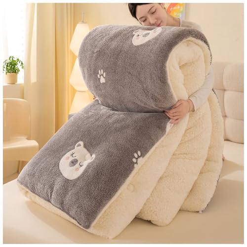 ZTGL Dicke Bettdecke Winter, Flauschige Lamm-Samt Winter-Steppdecke, Winterwarm, Warme Kaschmir Decke, Verdicktes Weiche Plüsch Bettdecke Bettwäsche Warme Lammsamt Steppdecken E, 200×230cm/5kg von ZTGL