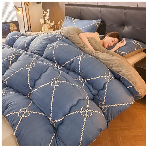 ZTGL Dicke Lammsamt Bettdecke, Verdicken Flauschige Kaschmir Steppdecken Duvet, Warme Baumwolle Winter Decke, Doppelseitiges Design, Winter Weiche Warme Lamm-Kaschmir Bettdecke B, 229×264cm/5kg von ZTGL