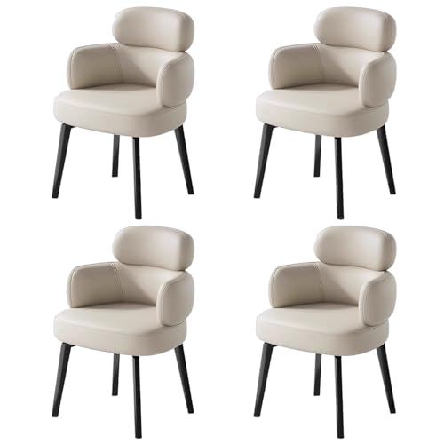ZTGL Drehbare Esszimmerstühle 1/2/4/6 er Set mit Armlehnen, Küchenstühle Sessel Essstühle mit Rückenlehne, Metallbeine, Moderner Kunstleder Polsterstuhl, für Wohnzimmer Schlafzimmer Beige, 4Pcs von ZTGL