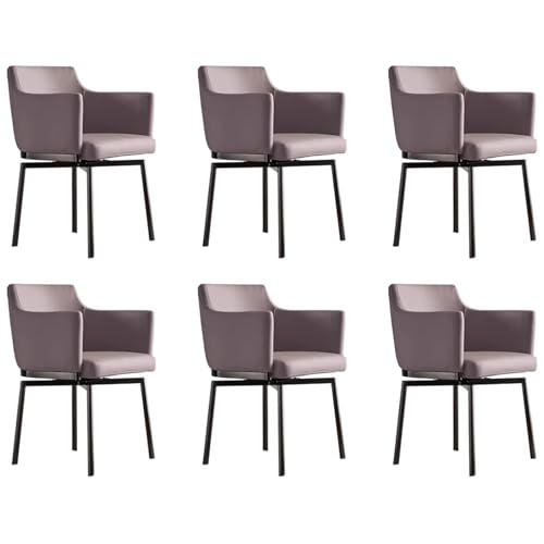 ZTGL Drehstuhl Esszimmer Kunstleder, Bequemer Stuhl mit Armlehnen Rückenlehne, 180° Drehbar Küchensessel, Polsterstuhl, Metallbeine, Gepolsterte Seitenstühle für Büro Wohnzimmer Dark Gray, 6Pcs von ZTGL