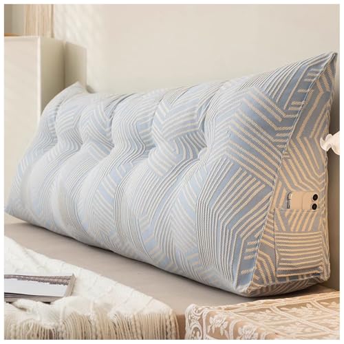 ZTGL Dreieckiges Kopfteil Keilkissen, Lesekissen Für Bett Und Sofa, Bequemes Lendenkissen Rückenkissen, Praktisches Seitenfach, Rückenlehne Kissen zum Sitzen im Bett für Erwachsene C,50 * 20 * 50cm von ZTGL