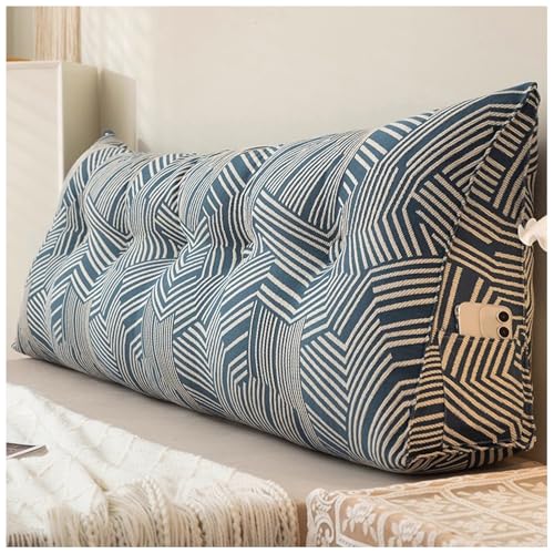 ZTGL Dreieckiges Kopfteil Keilkissen, Lesekissen Für Bett Und Sofa, Bequemes Lendenkissen Rückenkissen, Praktisches Seitenfach, Rückenlehne Kissen zum Sitzen im Bett für Erwachsene G, 120 * 20 * 50cm von ZTGL