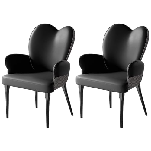 ZTGL Esszimmerstühle, Kunstleder Gepolsterter Esszimmerstuhl mit Rückenlehne und stabilen Metallbeinen, Küchenstuhl Armlehnstuhl Polsterstühle, Sessel Wohnzimmer Modern, bis 150 KG Black, 2Pcs von ZTGL