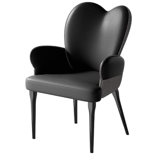 ZTGL Esszimmerstühle, Kunstleder Gepolsterter Esszimmerstuhl mit Rückenlehne und stabilen Metallbeinen, Küchenstuhl Armlehnstuhl Polsterstühle, Sessel Wohnzimmer Modern, bis 150 KG Black,1Pcs von ZTGL
