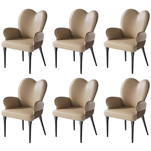 ZTGL Esszimmerstühle, Kunstleder Gepolsterter Esszimmerstuhl mit Rückenlehne und stabilen Metallbeinen, Küchenstuhl Armlehnstuhl Polsterstühle, Sessel Wohnzimmer Modern, bis 150 KG Brown, 6Pcs von ZTGL