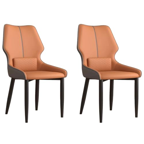 ZTGL Esszimmerstühle 1/2/4/6er Set, Küchenstuhl Kunstleder Loungesessel mit Rückenlehne, Ergonomischer Polsterstuhl, Metallbeinen, Moderne Essstuhl für Küche Esszimmer Wohnzimmer Orange, 2Pcs von ZTGL
