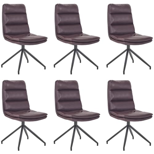 ZTGL Esszimmerstühle 180° Drehbar, Ergonomisch Polsterstuhl, Stühle Esszimmer, Metallbeine, PU Leder Bürostuhl mit Rückenlehne, für Wohnzimmer, Arbeitszimmer, Schminktisch Burgundy, 6Pcs von ZTGL