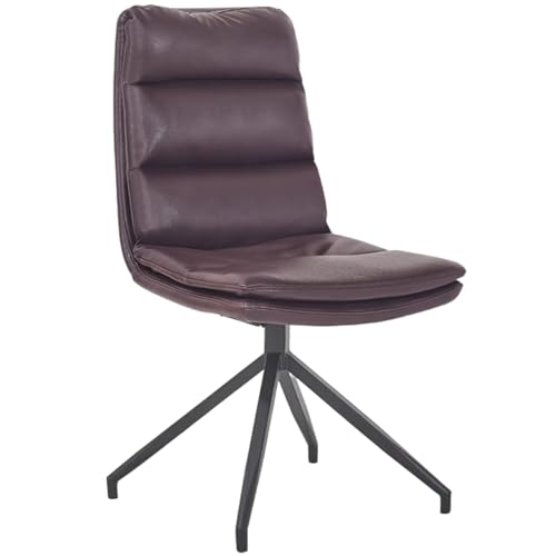 ZTGL Esszimmerstühle 180° Drehbar, Ergonomisch Polsterstuhl, Stühle Esszimmer, Metallbeine, PU Leder Bürostuhl mit Rückenlehne, für Wohnzimmer, Arbeitszimmer, Schminktisch Burgundy,1Pcs von ZTGL