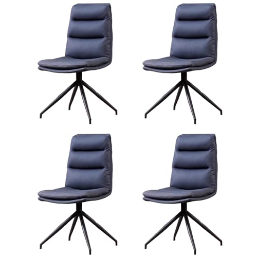 ZTGL Esszimmerstühle 360° Drehbar, PU-Kunstleder Küchenstühle, Gepolsterte Seitenstühle, Metallbeine, Ergonomisches Design, Polsterstuhl Drehstuhl für Esszimmer Wohnzimmer Büro Blue, 4Pcs von ZTGL