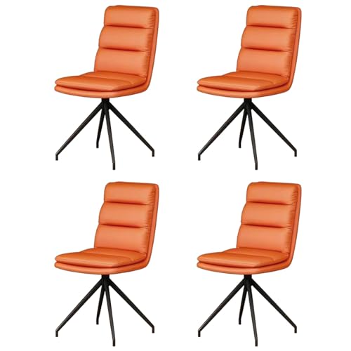 ZTGL Esszimmerstühle 360° Drehbar, PU-Kunstleder Küchenstühle, Gepolsterte Seitenstühle, Metallbeine, Ergonomisches Design, Polsterstuhl Drehstuhl für Esszimmer Wohnzimmer Büro Orange, 4Pcs von ZTGL