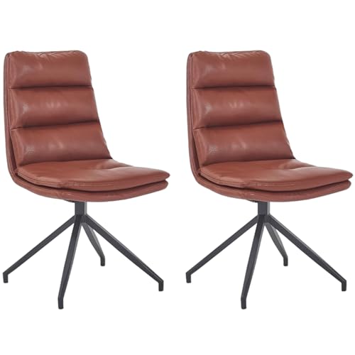 ZTGL Esszimmerstühle Drehbar, 180° Drehstuhl, Ergonomisch Küchenstuhl aus Metallbeine, PU-Kunstleder Drehstuhl Polsterstuhl mit Rückenlehne, für Esstisch, Schminktisch, Wohnzimmer Brown, 2Pcs von ZTGL