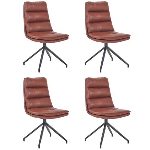 ZTGL Esszimmerstühle Drehbar, 180° Drehstuhl, Ergonomisch Küchenstuhl aus Metallbeine, PU-Kunstleder Drehstuhl Polsterstuhl mit Rückenlehne, für Esstisch, Schminktisch, Wohnzimmer Brown, 4Pcs von ZTGL