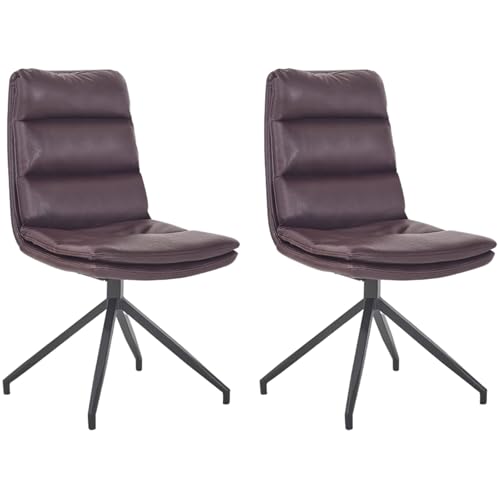 ZTGL Esszimmerstühle Drehbar, 180° Drehstuhl, Ergonomisch Küchenstuhl aus Metallbeine, PU-Kunstleder Drehstuhl Polsterstuhl mit Rückenlehne, für Esstisch, Schminktisch, Wohnzimmer Burgundy, 2Pcs von ZTGL