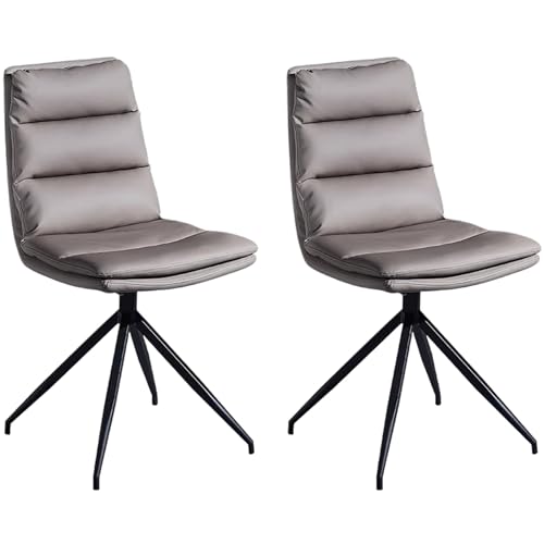 ZTGL Esszimmerstühle Drehbar, 180° Drehstuhl, Ergonomisch Küchenstuhl aus Metallbeine, PU-Kunstleder Drehstuhl Polsterstuhl mit Rückenlehne, für Esstisch, Schminktisch, Wohnzimmer Gray A, 2Pcs von ZTGL