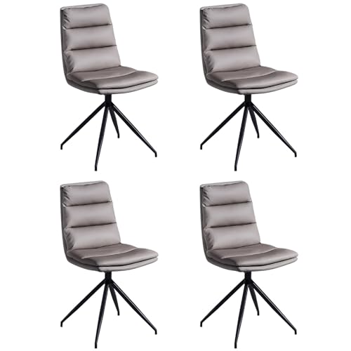 ZTGL Esszimmerstühle Drehbar, 180° Drehstuhl, Ergonomisch Küchenstuhl aus Metallbeine, PU-Kunstleder Drehstuhl Polsterstuhl mit Rückenlehne, für Esstisch, Schminktisch, Wohnzimmer Gray A, 4Pcs von ZTGL