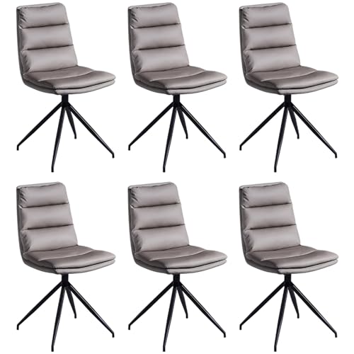 ZTGL Esszimmerstühle Drehbar, 180° Drehstuhl, Ergonomisch Küchenstuhl aus Metallbeine, PU-Kunstleder Drehstuhl Polsterstuhl mit Rückenlehne, für Esstisch, Schminktisch, Wohnzimmer Gray A, 6Pcs von ZTGL