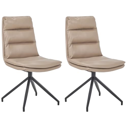ZTGL Esszimmerstühle Drehbar, 180° Drehstuhl, Ergonomisch Küchenstuhl aus Metallbeine, PU-Kunstleder Drehstuhl Polsterstuhl mit Rückenlehne, für Esstisch, Schminktisch, Wohnzimmer Khaki, 2Pcs von ZTGL